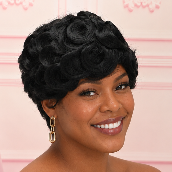 Black Afro Curly Pixie Wig