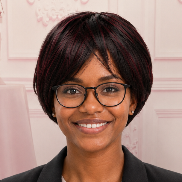 Black & Burgundy Highlight Bob Wig
