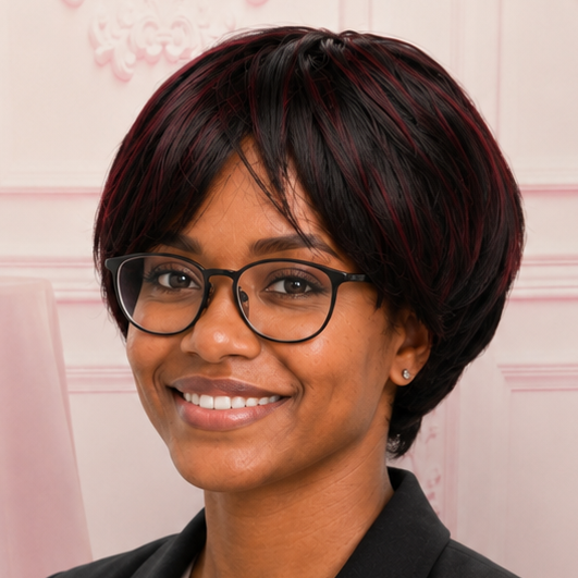 Black & Burgundy Highlight Bob Wig