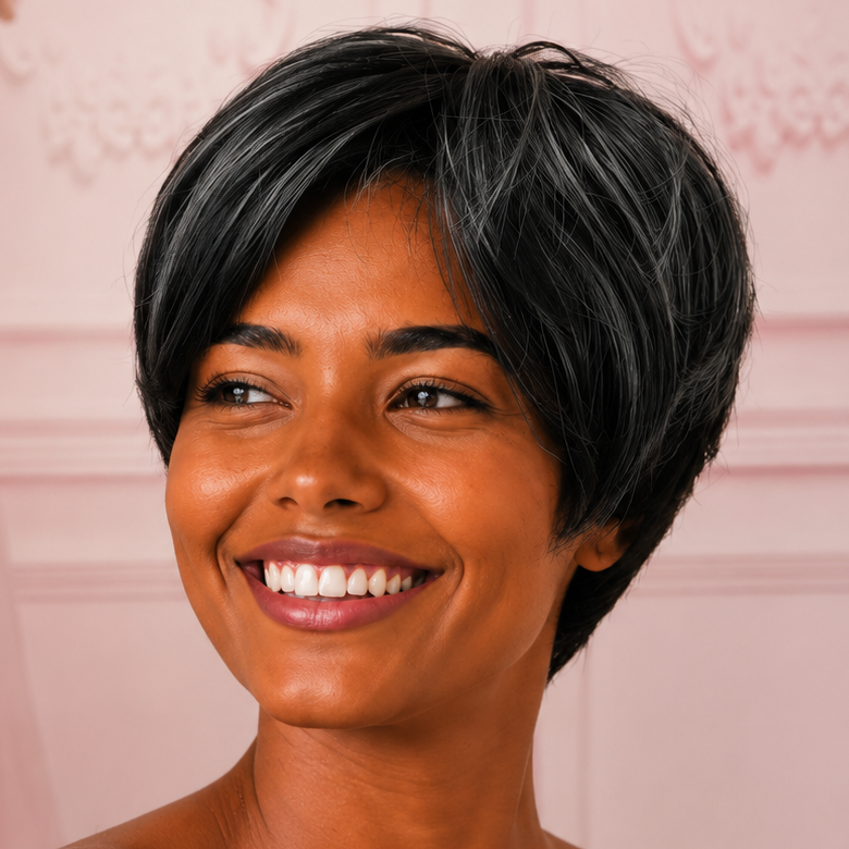 Salt & Pepper Highlight Pixie Wig