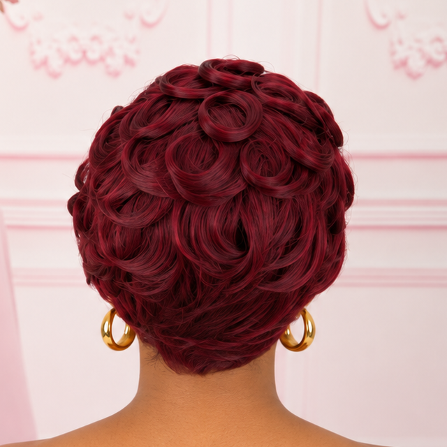 Pelucas Pixie Cortas para Mujer, Pelucas Sintéticas Afro Pixie, Color Negro, Pelucas Cortas Rizadas para Mujer