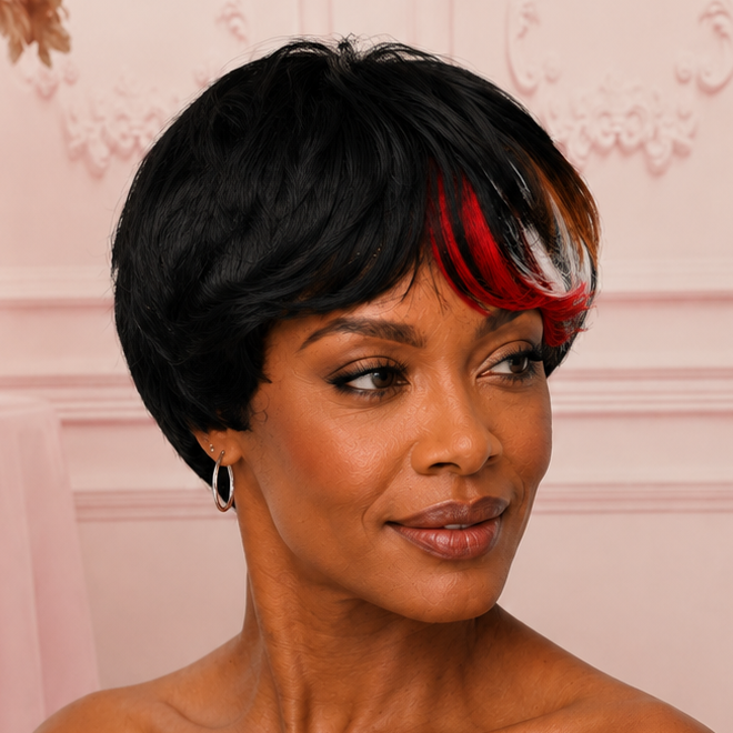 Multi-Color Streak Pixie Wig