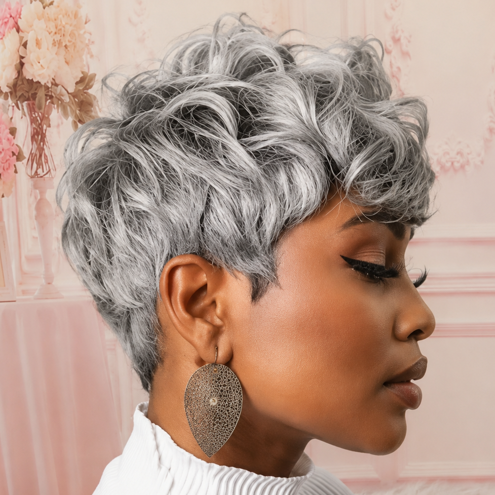 Short Curly Layered Pixie Wig