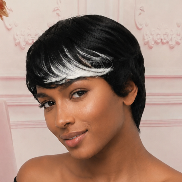 Black & White Streak Pixie Wig