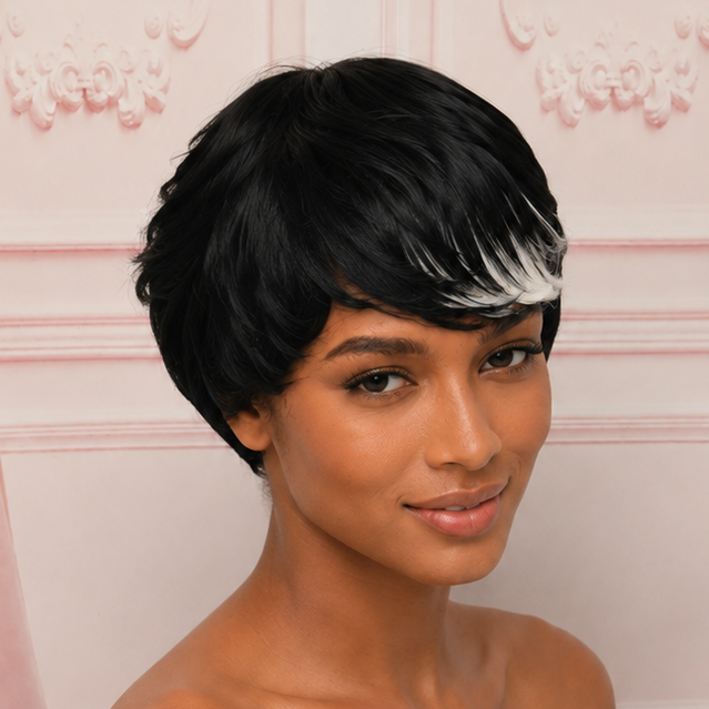 Black & White Streak Pixie Wig