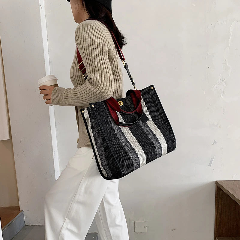 Luxury Women Canvas Handbags High Quality Ladies Large Capacity Purse Shoulder Bag Designer Female Travel Tote Messenger Bags