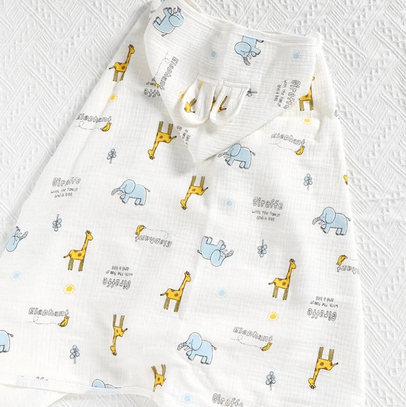 Newborn Baby Boy Girl Bathrobe Towel 100% Cotton Infant Toddler Child Cartoon Hooded Bathrobe Cloak Baby Blanket