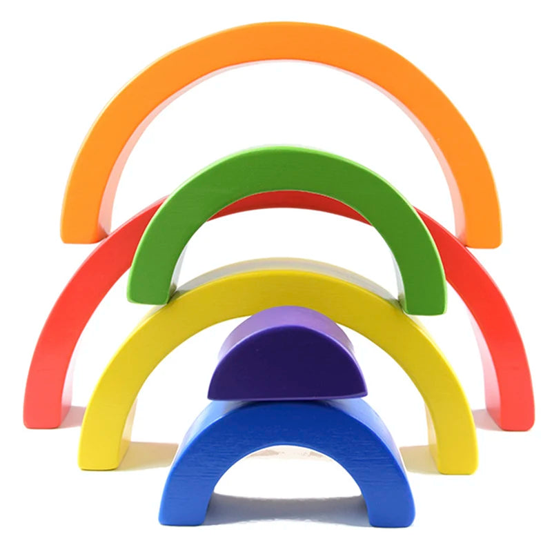 Juguete de madera Montessori para niños, bloques de construcción de arcoíris, juego de equilibrio creativo apilable DIY, juguetes educativos para niños, regalos para niños