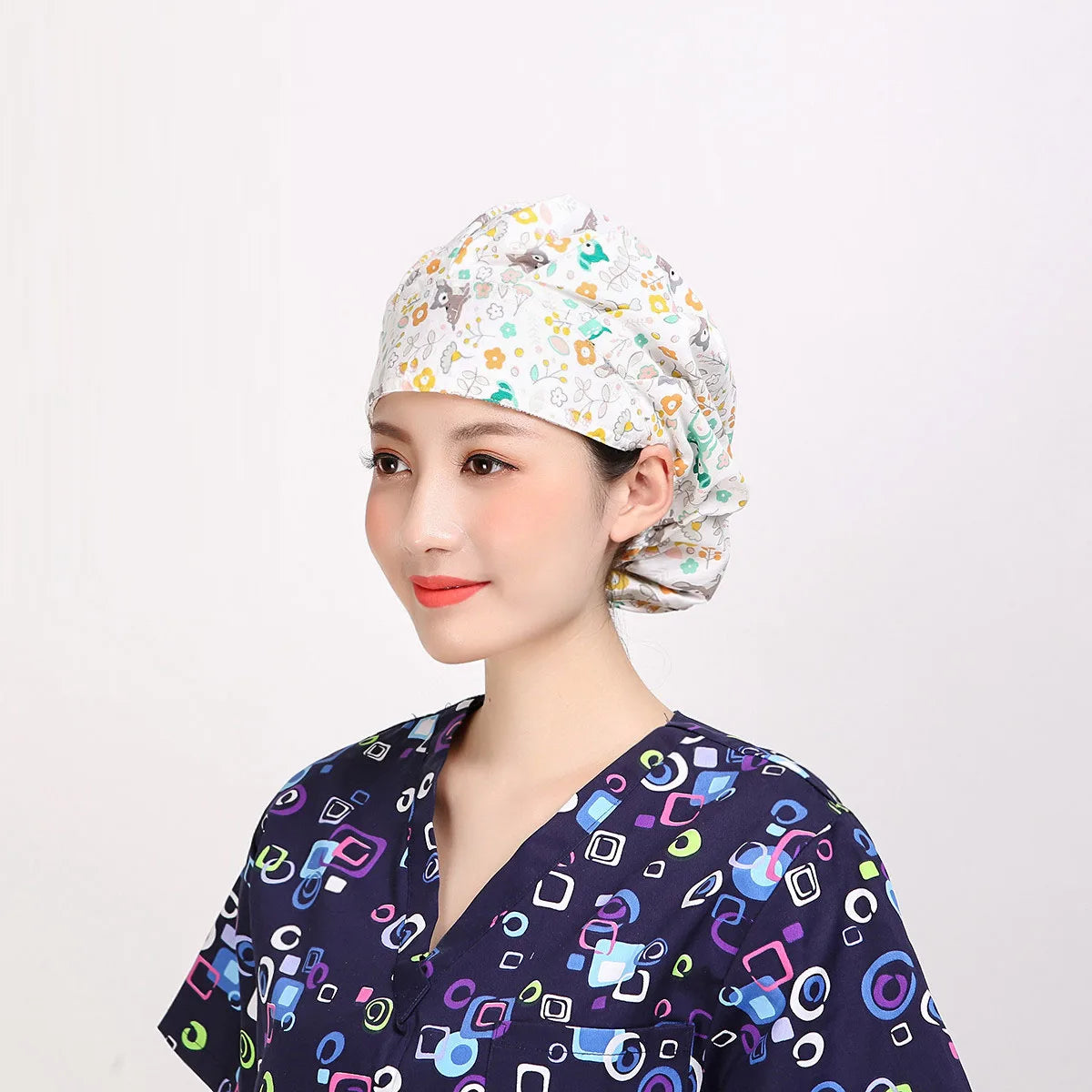 Women and men cotton printing hat hospital doctor pet clinic working hats medical scrubs nurse hats Hospital uniform hat