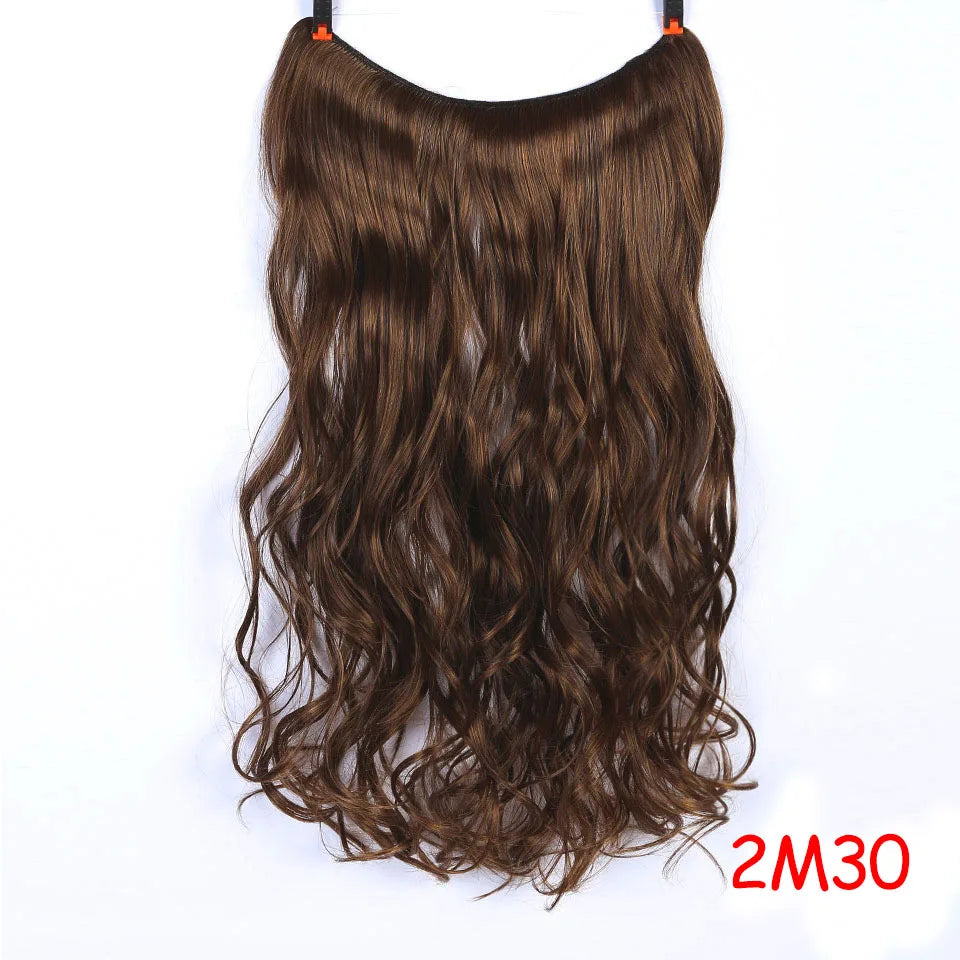 Allaosify Synthetic Hair Extension 24 Inch Curly Natural Black Red Brown Blonde Hairpieces With Fish Line Wavy False Hair Piece