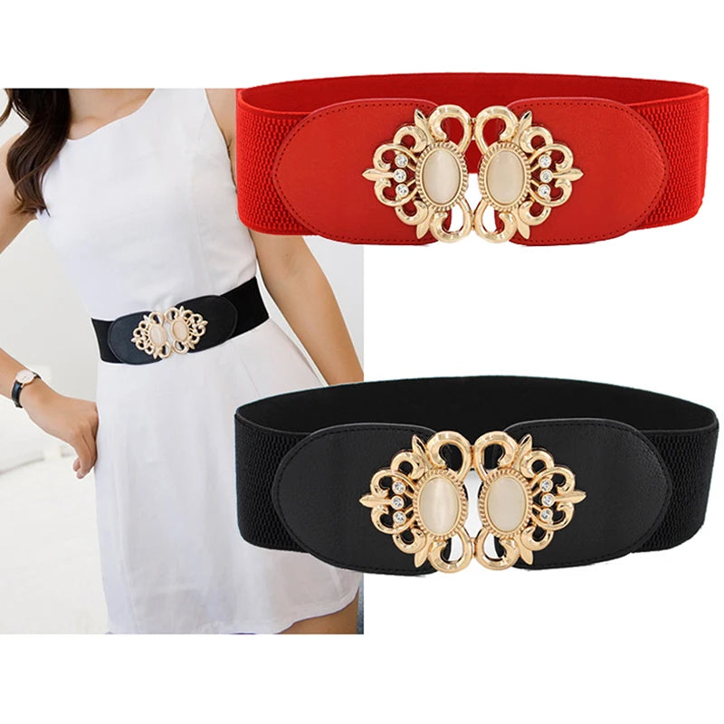 Women’s Metallic PU Leather Waist Belt