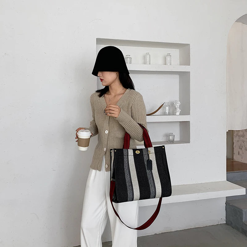 Luxury Women Canvas Handbags High Quality Ladies Large Capacity Purse Shoulder Bag Designer Female Travel Tote Messenger Bags