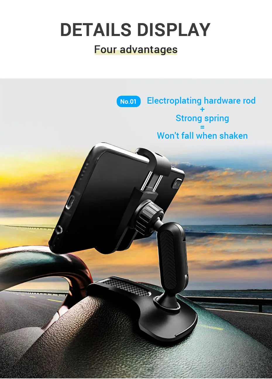 Soporte de teléfono para coche en salpicadero ABS, soporte de teléfono móvil para parasol, soporte de teléfono para espejo retrovisor de coche, accesorios de rotación de 360 grados