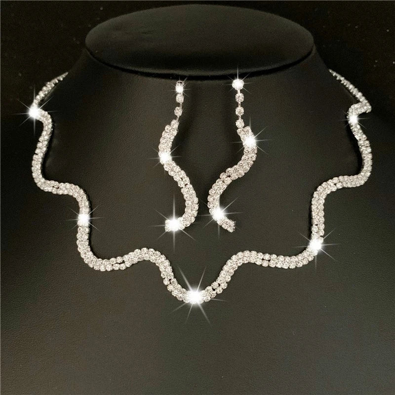 Juego de joyas de cristal con diamantes de imitación – Lujoso, brillante y perfecto para novias