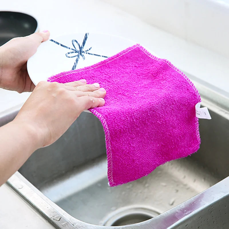 Kitchen Anti-grease Dishcloth Wiping Rag Bamboo Fiber Towel Cleaning Cloth Household Washing Disrag Kitchen Cleaning Towel Wiper