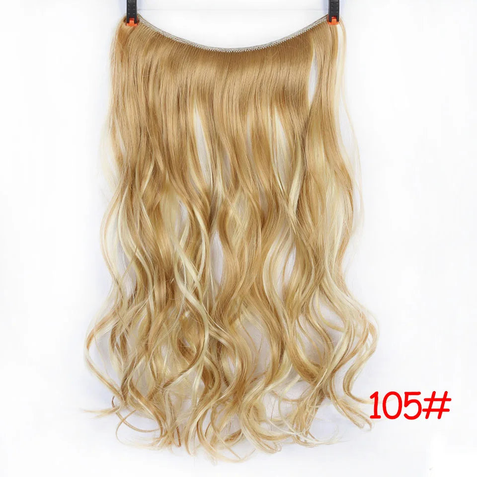 Allaosify Synthetic Hair Extension 24 Inch Curly Natural Black Red Brown Blonde Hairpieces With Fish Line Wavy False Hair Piece
