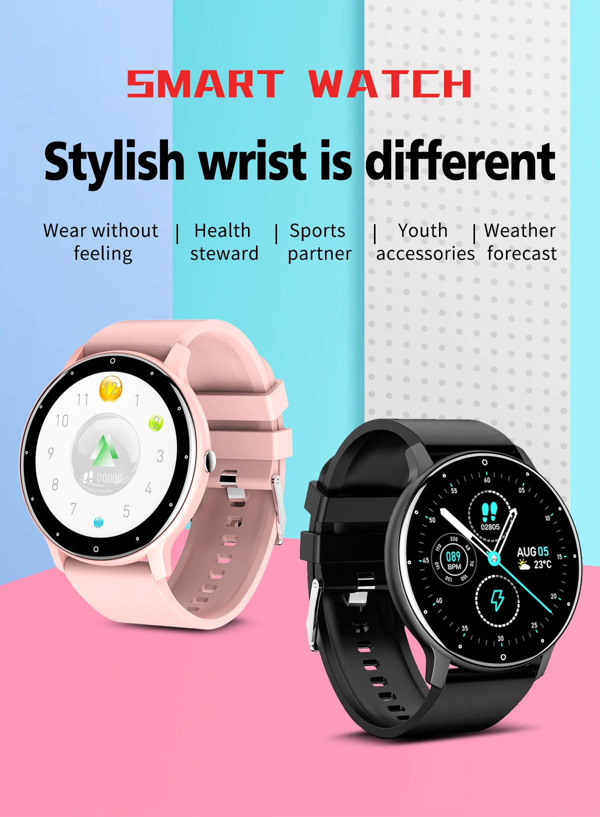 Reloj inteligente LIGE para mujer, hombre, regalo, relojes deportivos de fitness, monitor de ritmo cardíaco, Smartwatch resistente al agua para Xiaomi Android iOS