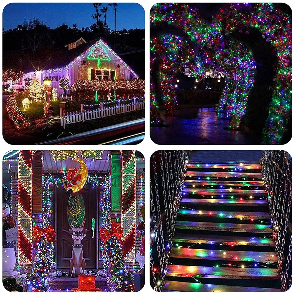 Christmas Decorations For Home Led Festoon Fairy Lights 20/50/100M EU/US Plug New Year 2025 Street Garland On The House