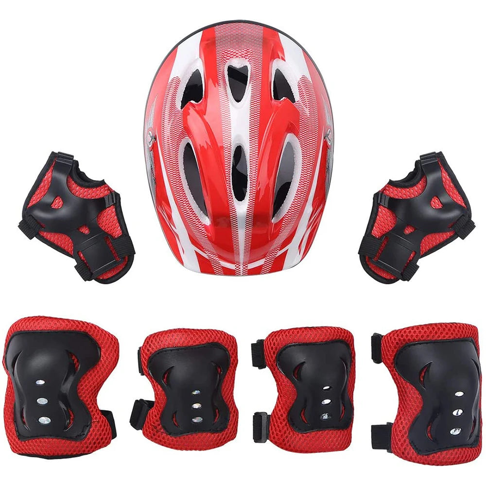 Set de Equipo de Protección para Niños Patinaje Casco Protector Rodilleras Coderas Muñequeras Niño Niña Bicicleta Patineta Esquí Patinete Deportes