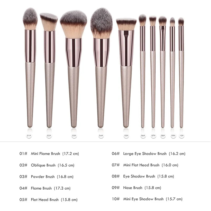 Juego de brochas de maquillaje Champagne caliente para mujer, base cosmética, polvos, colorete, sombra de ojos, Kabuki, para difuminar, herramientas de belleza