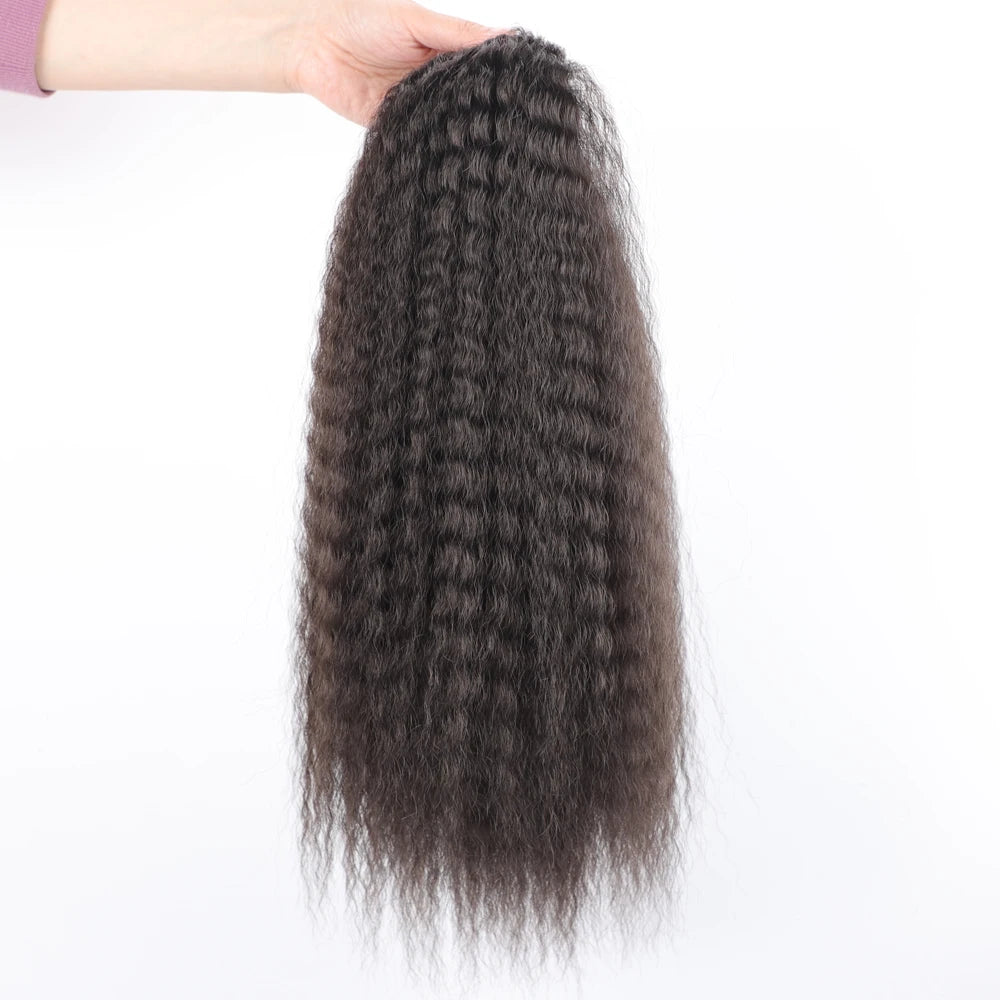Queue de cheval synthétique bouclée avec cordon de serrage, extension de cheveux élastique pour femmes, postiche afro bouffante