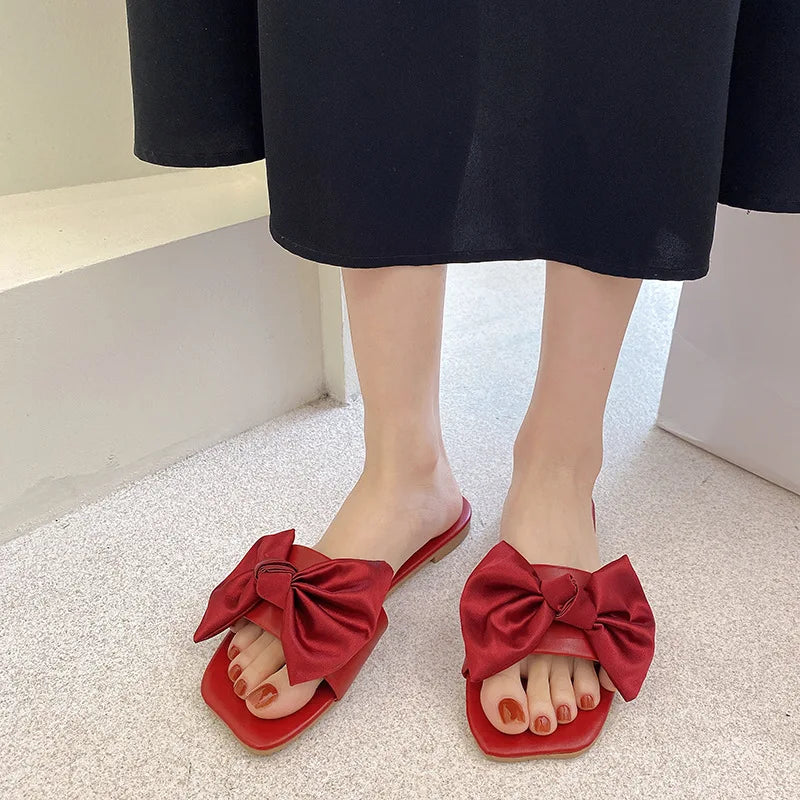 Women's Slippers  Platform Shoes Sandals Female Sexy Bow  Flat Slippers for Ladies Beach Vacation Women Summer Flip-flops