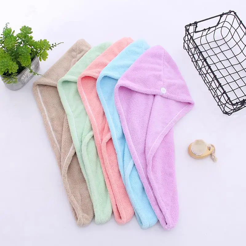 Girl's Hair Drying Hat Quick-dry Hair Towel Cap Hat Bath Hat Microfiber Solid Towel Cap Super Absorption Turban Hair Dry Cap