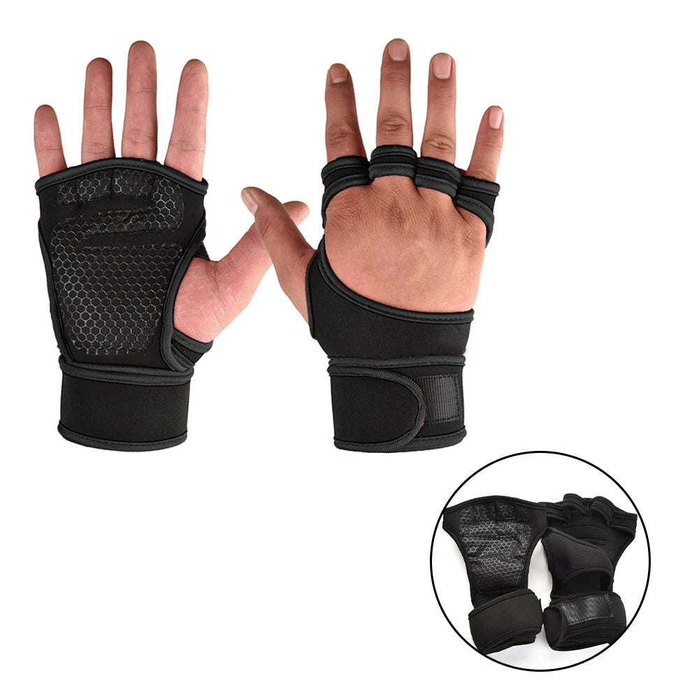 Guantes de entrenamiento deportivo para hombres y mujeres Guantes de gimnasio para hacer ejercicio, culturismo, levantamiento de pesas, protectores de palma y muñeca