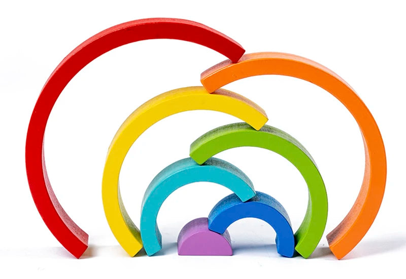 Juguete de madera Montessori para niños, bloques de construcción de arcoíris, juego de equilibrio creativo apilable DIY, juguetes educativos para niños, regalos para niños