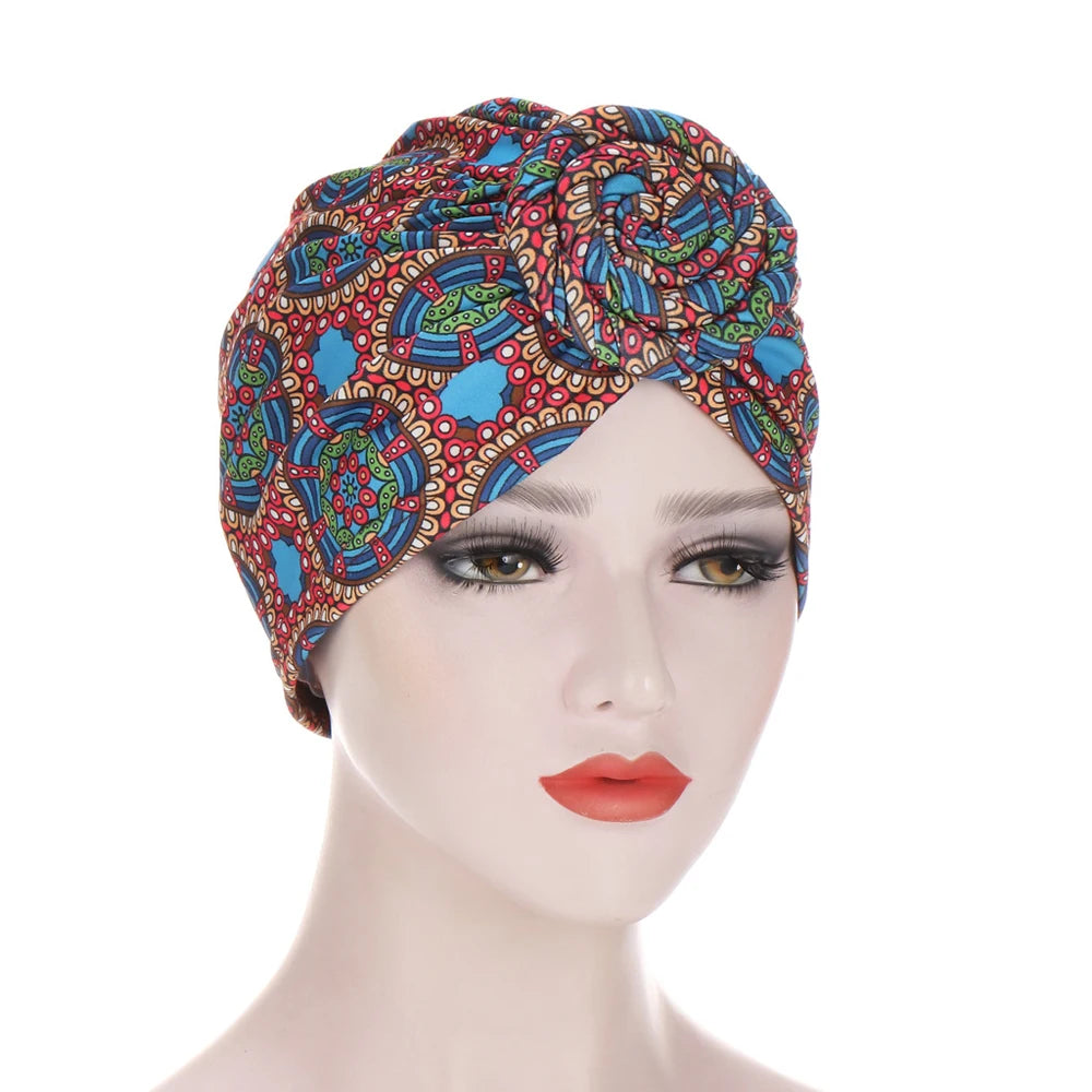 Gorros con estampado africano para mujer, gorro para quimioterapia, turbante con nudo, hiyab musulmán, sombrero estampado, gorro para el cáncer, gorro para la cabeza de las mujeres, para la pérdida de cabello