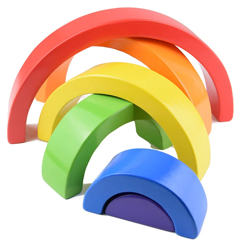 Juguete de madera Montessori para niños, bloques de construcción de arcoíris, juego de equilibrio creativo apilable DIY, juguetes educativos para niños, regalos para niños