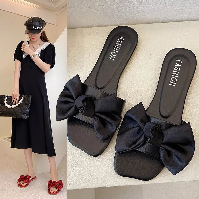 Women's Slippers  Platform Shoes Sandals Female Sexy Bow  Flat Slippers for Ladies Beach Vacation Women Summer Flip-flops