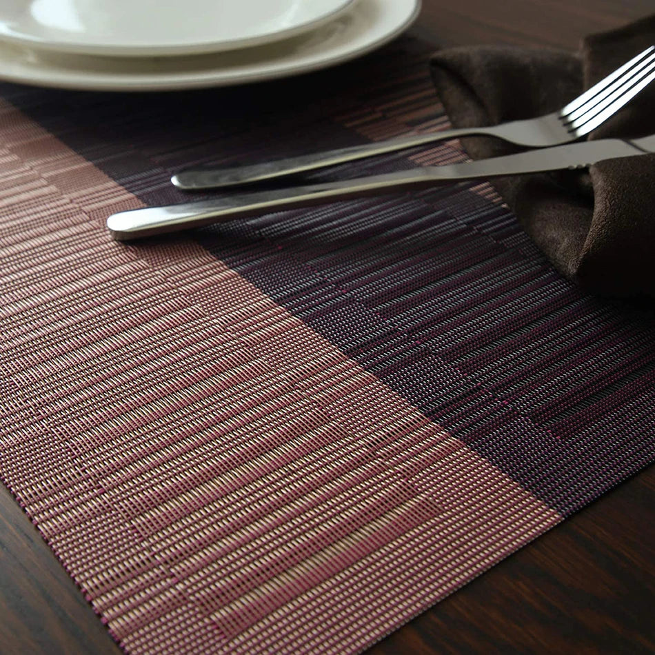 Placemats for Dining Table PVC Bamboo Pattern Table Mats Multiple Colors Non-Slip Heat Resistant Washable Easy to Clean