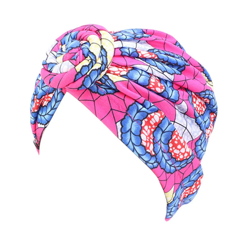 Gorro de turbante para mujer, estilo bohemio, de algodón, con nudo superior, turbante africano, gorro indio, accesorios para el cabello para mujer, gorro para quimioterapia