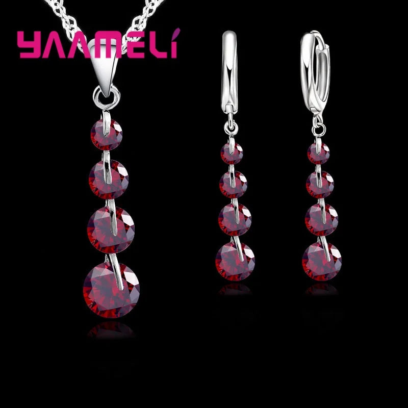 Conjunto de joyas de moda nupcial para mujer, borla, circonita cúbica, plata de ley 925, collar con colgante, pendientes, regalo de boda