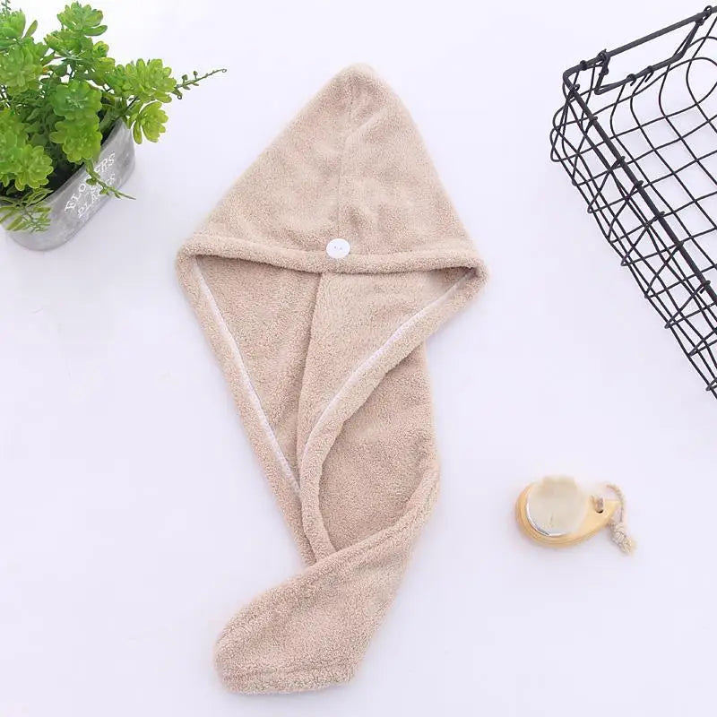 Girl's Hair Drying Hat Quick-dry Hair Towel Cap Hat Bath Hat Microfiber Solid Towel Cap Super Absorption Turban Hair Dry Cap