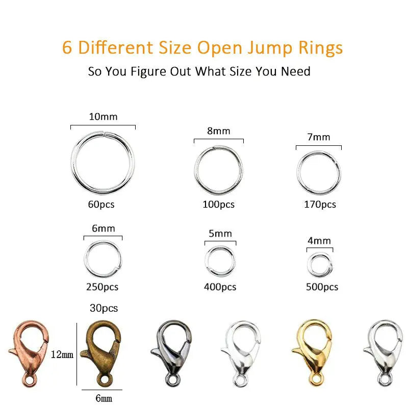 A Set Jewelry Findings Tool Set Open Jump Rings,Jewelry Pliers, Lobster Clasps hooks, jewelry tweezers Jewelry Making Supplies