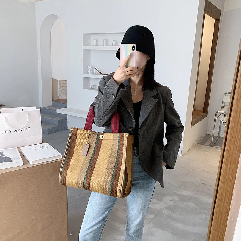 Luxury Women Canvas Handbags High Quality Ladies Large Capacity Purse Shoulder Bag Designer Female Travel Tote Messenger Bags