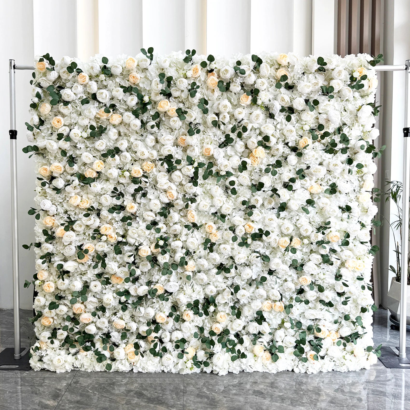8*8 Lilac Blue Floral Wall Backdrop Panel Arrangement 3D Roll up Artifical Silk Rose Flower Wall for Home Wedding Party Decor