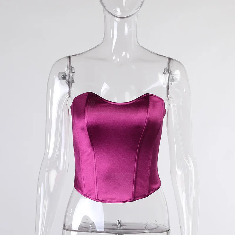 Sexy Women Tube Tops Solid Sleeveless Slim Skinny Corset Cropped Top Summer Casual Elegant Female Strapless Vest