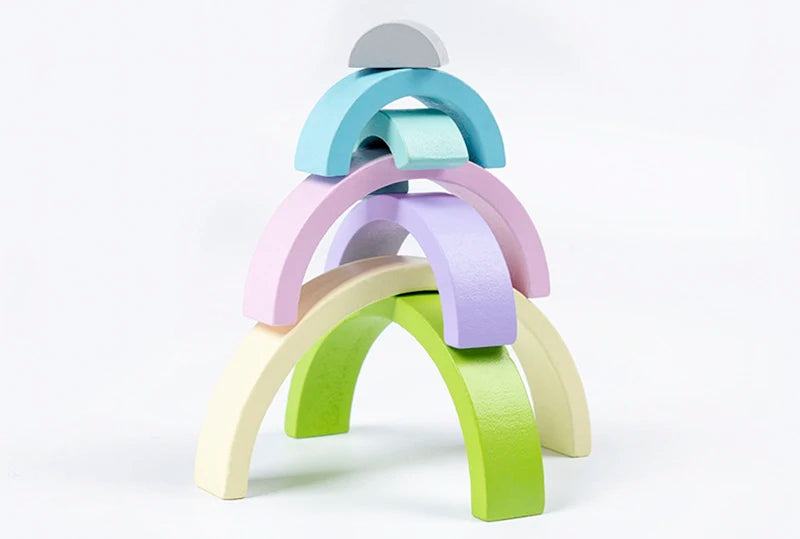 Juguete de madera Montessori para niños, bloques de construcción de arcoíris, juego de equilibrio creativo apilable DIY, juguetes educativos para niños, regalos para niños