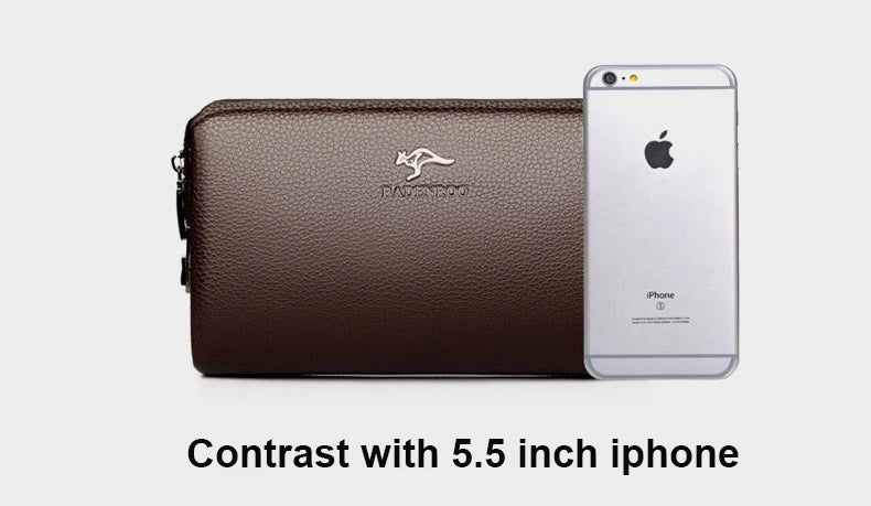 Luxury Brand Men's Wallet Leather Long Wallet  PU Leather Wallet Men Double Zipper Coin Pocket Purse Business Clutch Phone Bag