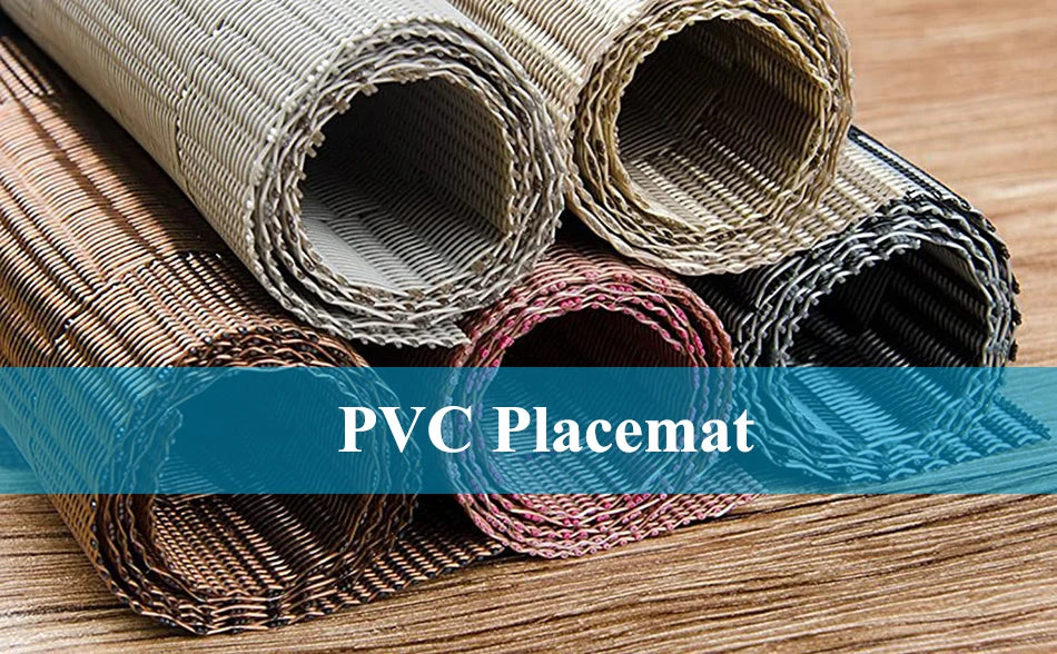 Placemats for Dining Table PVC Bamboo Pattern Table Mats Multiple Colors Non-Slip Heat Resistant Washable Easy to Clean