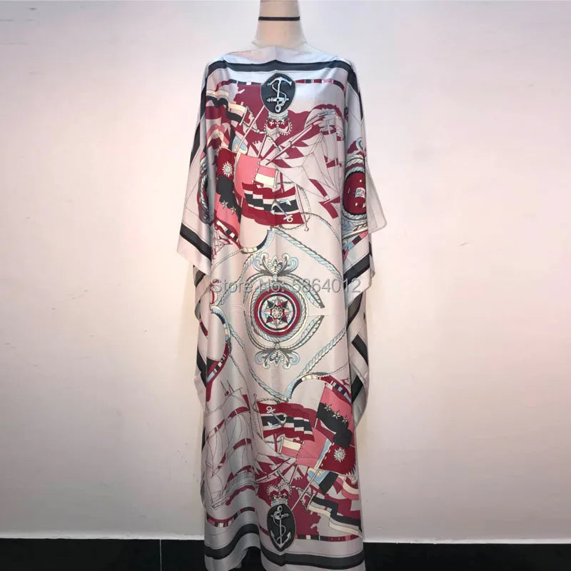 Vestidos Estampados Para Mujer 2021 Diseño de Moda Vestido Suelto Manga Murciélago Maxi Largo Vestidos de Fiesta Verano Otoño Elegante