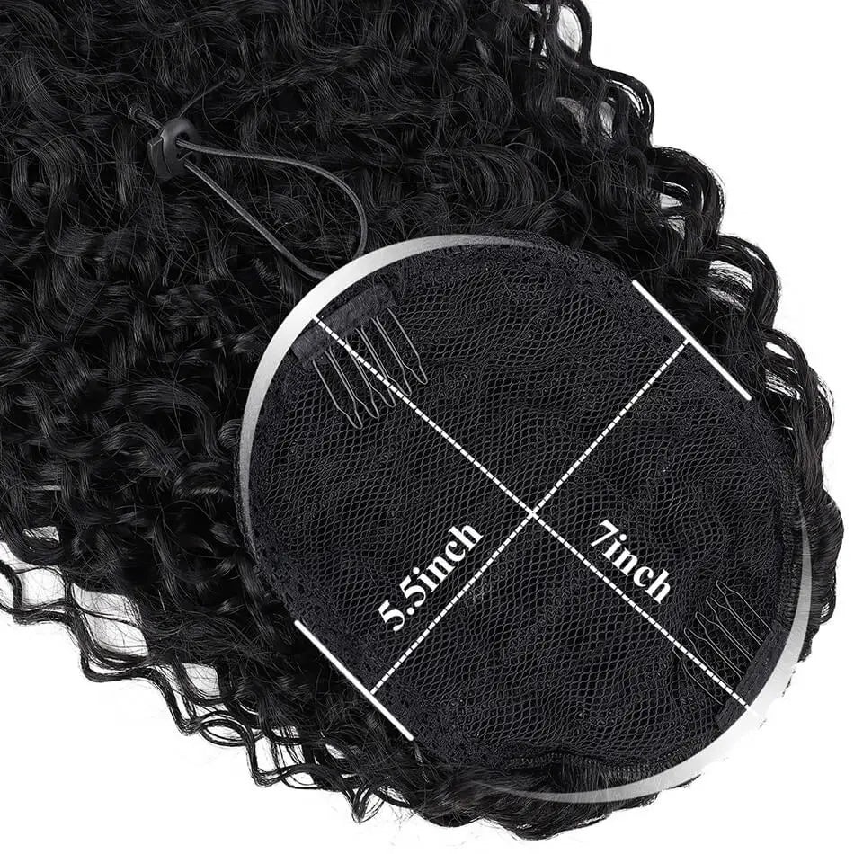 Queue de cheval bouclée Extensions à clip synthétiques avec cordon de serrage Perruque longue de 32 pouces Ondulée Afro Queue de cheval Faux Postiche pour femmes