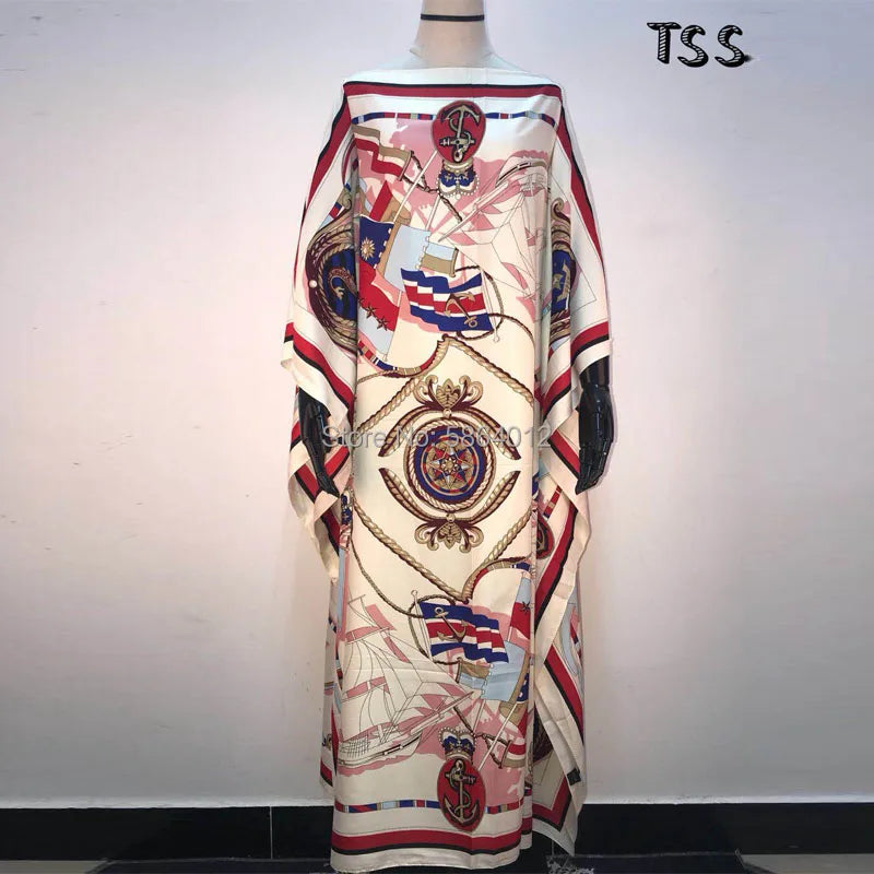 Vestidos Estampados Para Mujer 2021 Diseño de Moda Vestido Suelto Manga Murciélago Maxi Largo Vestidos de Fiesta Verano Otoño Elegante