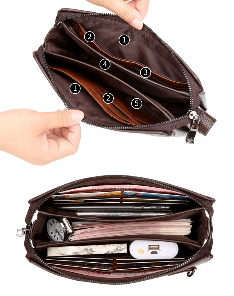 Luxury Brand Men's Wallet Leather Long Wallet  PU Leather Wallet Men Double Zipper Coin Pocket Purse Business Clutch Phone Bag