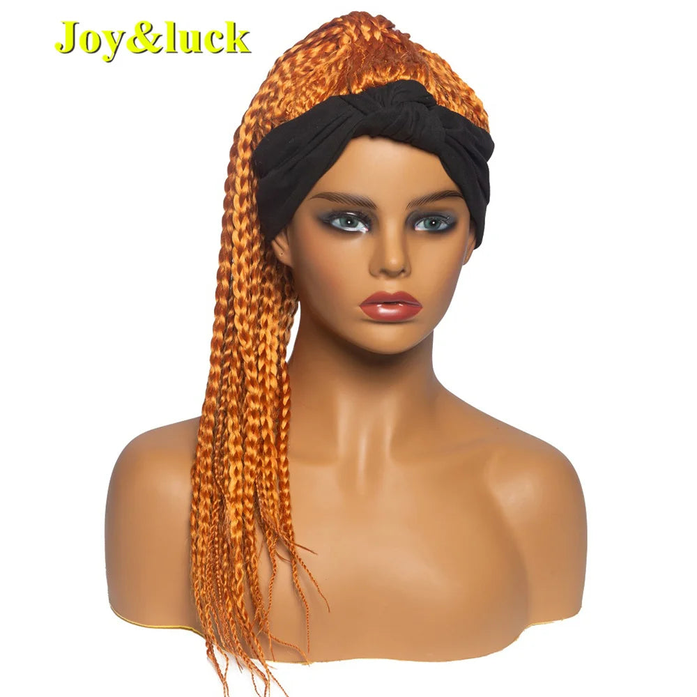 Diademas sintéticas con trenzas Joy&luck, gorro africano y pañuelo para la cabeza con peluca incorporada
