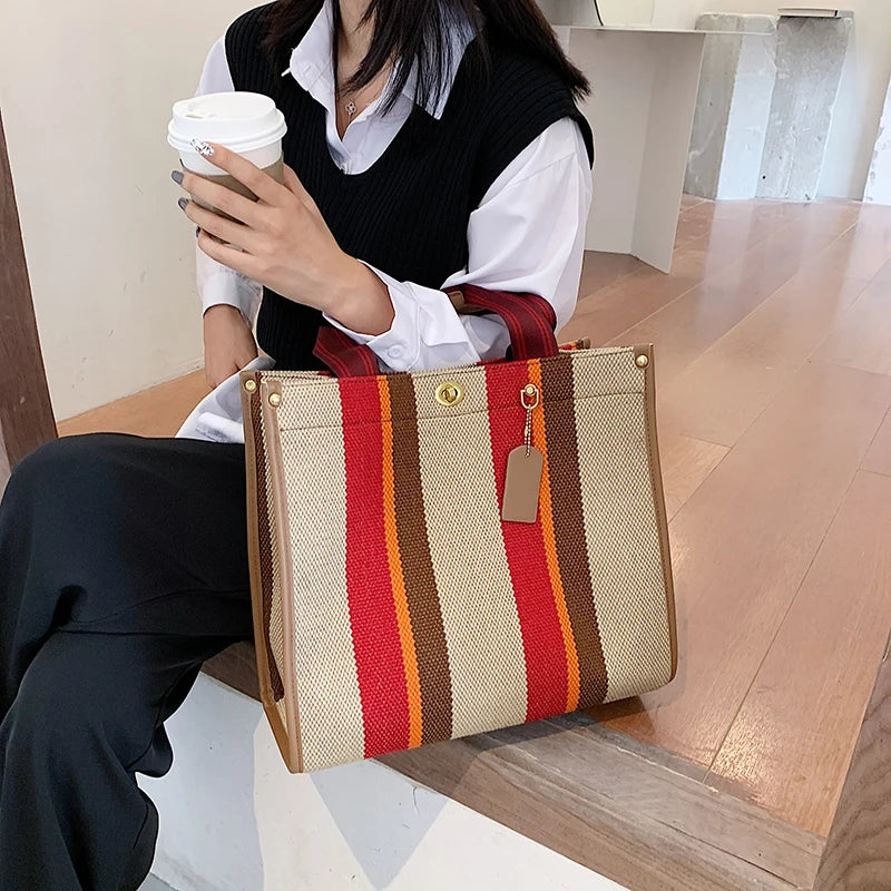 Luxury Women Canvas Handbags High Quality Ladies Large Capacity Purse Shoulder Bag Designer Female Travel Tote Messenger Bags