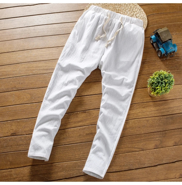 (Shirt + trousers) summer men shirt Man Cotton and linen shirts Short sleeve men's casual shirts men A set of clothes M-5XL